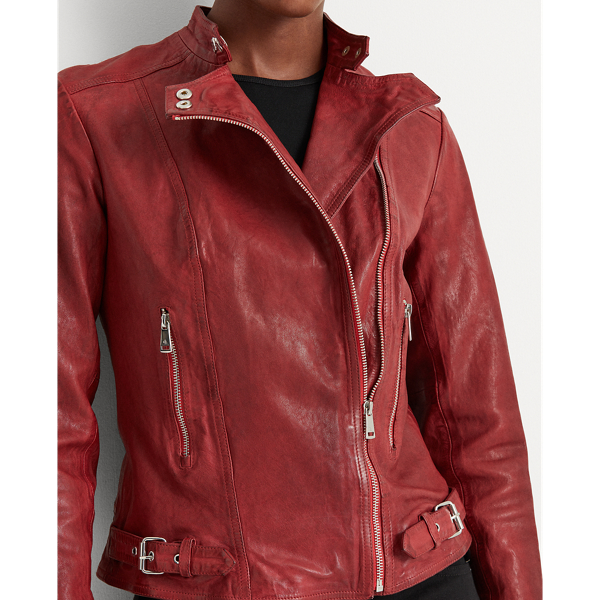 Bright Clay Tumbled-Leather Jacket Lauren 6