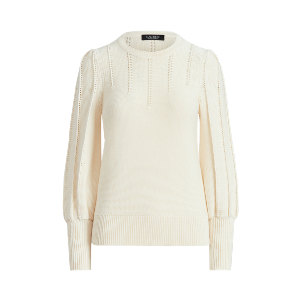Puff-Sleeve Cotton Sweater