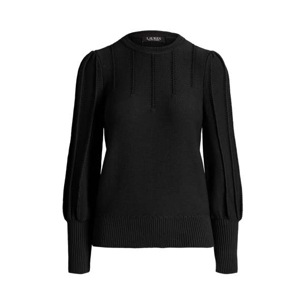 Puff-Sleeve Cotton Sweater Lauren em 1