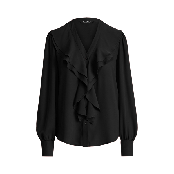 Ruffle-Trim Georgette Blouse Lauren en 1
