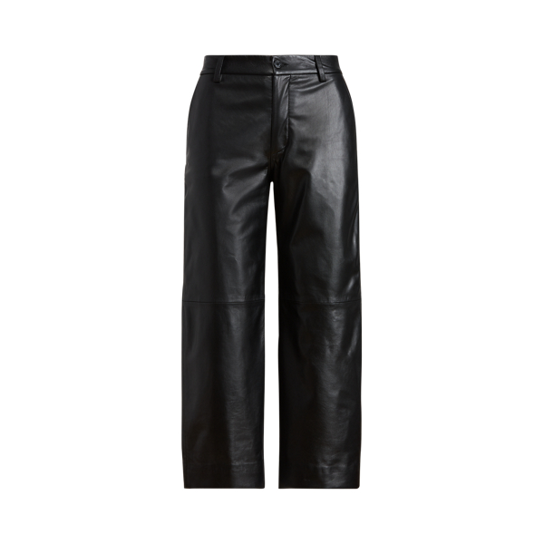 Polo Black Cropped Wide-Leg Leather Pant Lauren 2