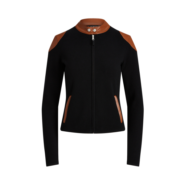 Cotton-Blend Zip-Up Moto Jacket Lauren en 1