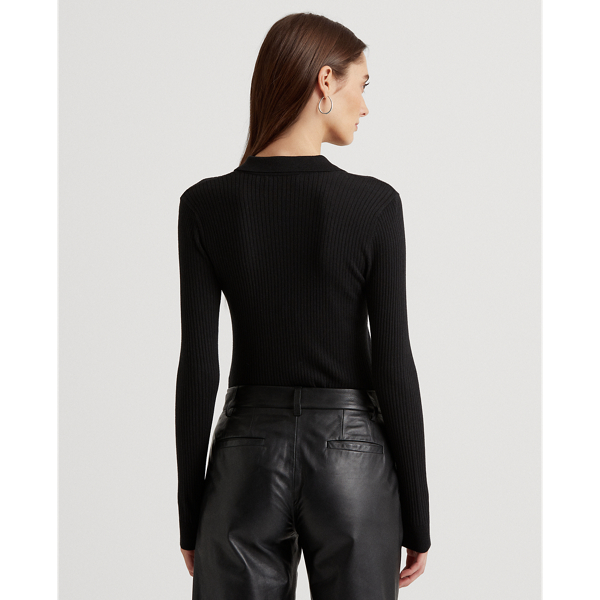 Polo Black Rib-Knit Collared Sweater Lauren 5