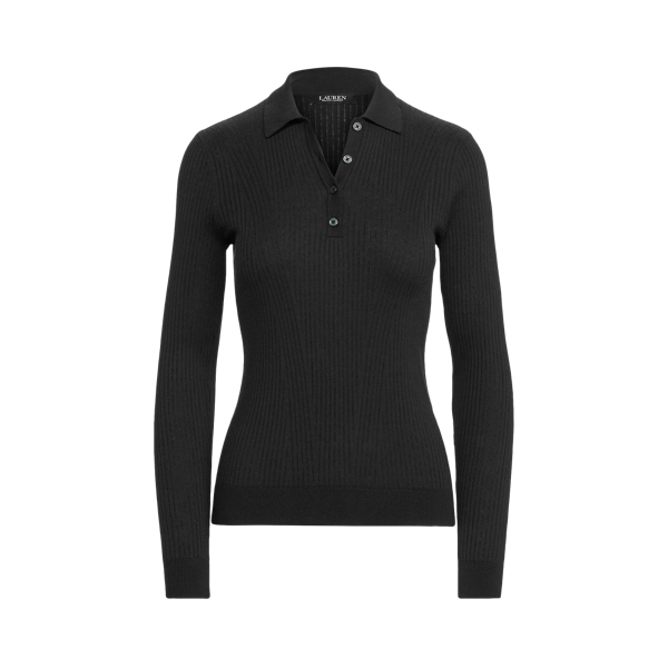 Polo Black Rib-Knit Collared Sweater Lauren 2