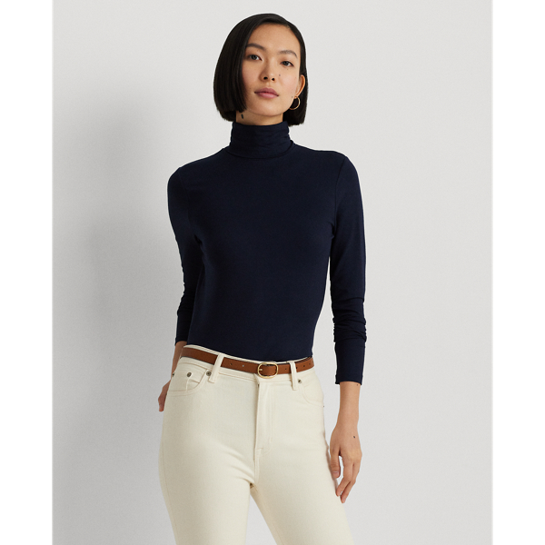 Lauren Navy Jersey Turtleneck Lauren Petite 1