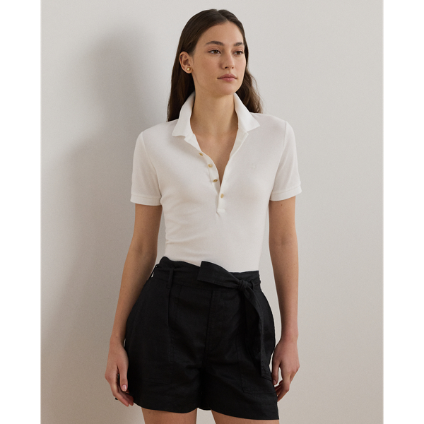 White Piqué Polo Shirt Lauren Petite 1