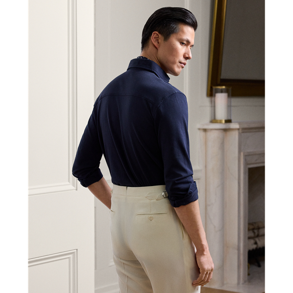 Hemd aus vorgewaschenem Piqu&eacute; Purple Label in Klass. Vorstands-Navy 5