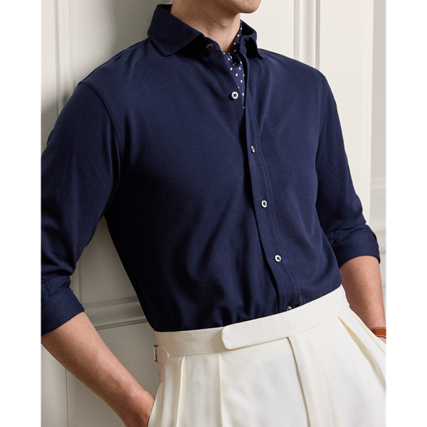 Hemd aus vorgewaschenem Piqu&eacute; Purple Label in Klass. Vorstands-Navy 6