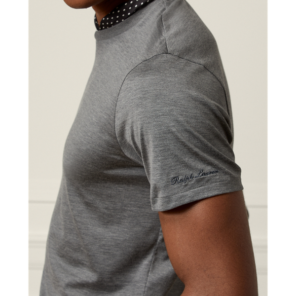 Medium Grey Melange Silk-Blend Jersey T-Shirt Purple Label 5
