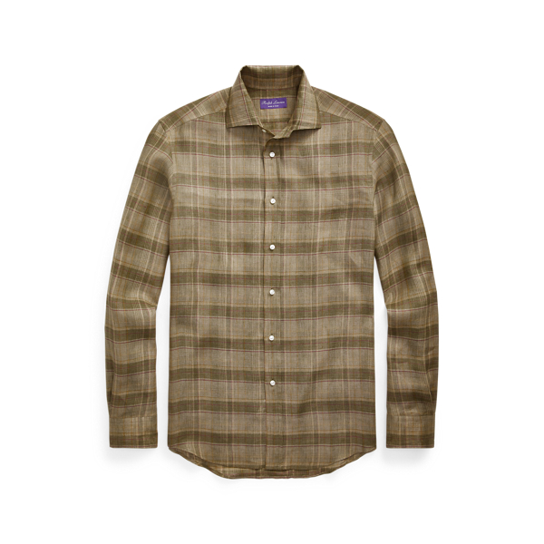 Plaid Linen Shirt Purple Label 1