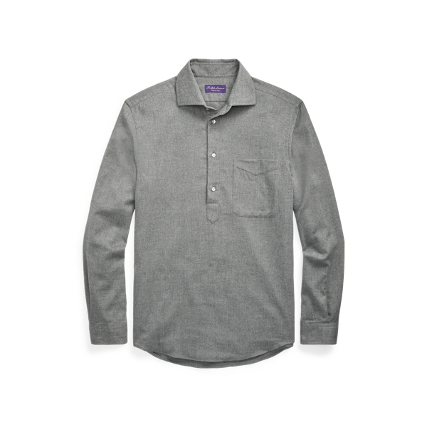 Herringbone Flannel Popover Shirt Purple Label 1