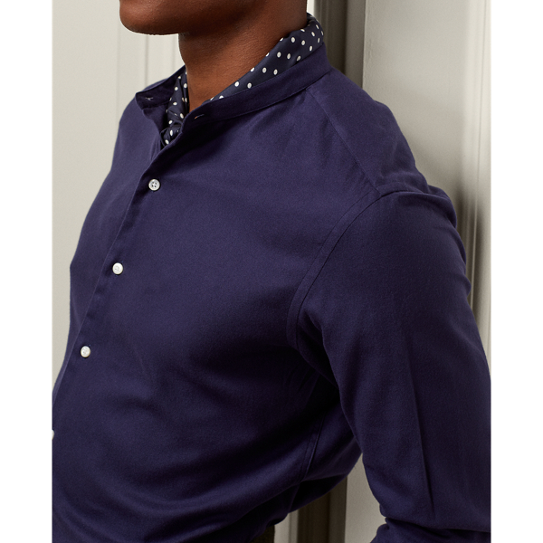 Classic Chairman Navy Herringbone Flannel Popover Shirt Purple Label 6