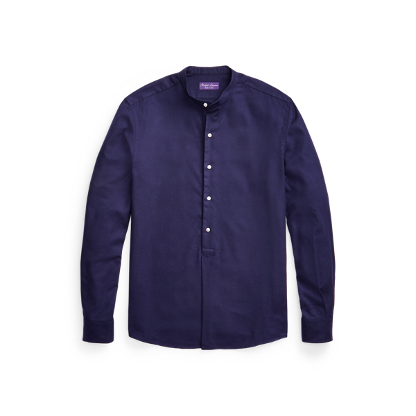 Classic Chairman Navy Herringbone Flannel Popover Shirt Purple Label 2