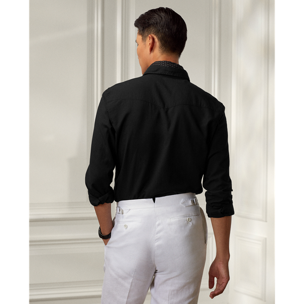 Classic Black Herringbone Western Shirt Purple Label 5