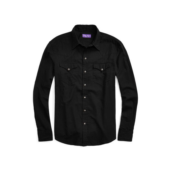 Classic Black Herringbone Western Shirt Purple Label 2