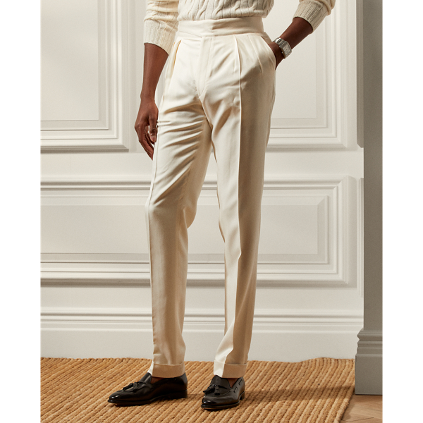 Cream Gregory Silk Gabardine Trouser Purple Label 4