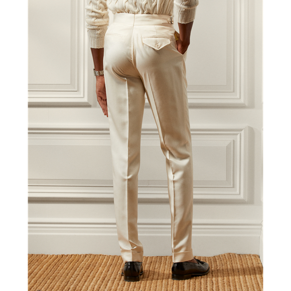 Cream Gregory Silk Gabardine Trouser Purple Label 5