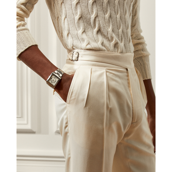Cream Gregory Silk Gabardine Trouser Purple Label 6