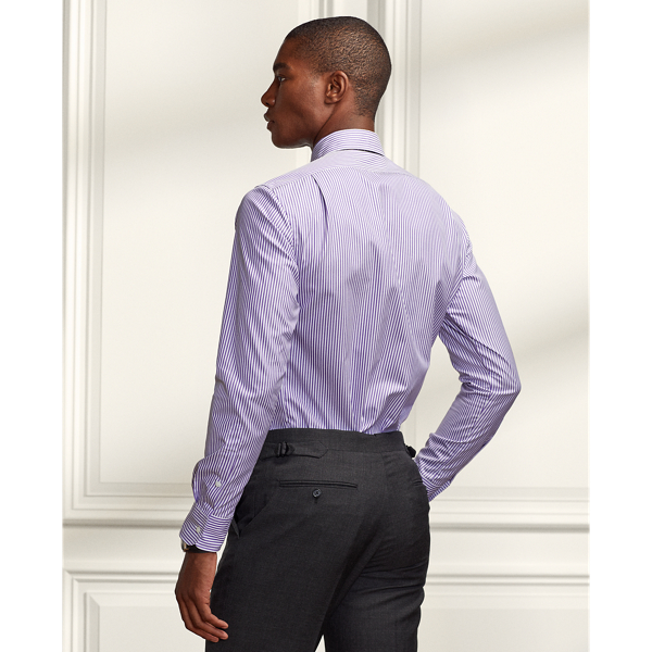 Purple and White Striped Easy Care Twill Shirt Purple Label 5