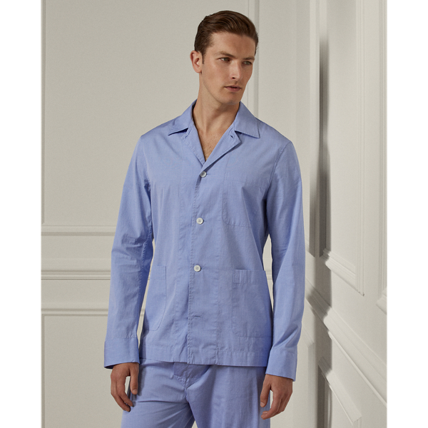Blue Cotton End-on-End Pajama Set Purple Label 3