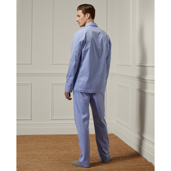 Blue Cotton End-on-End Pajama Set Purple Label 4