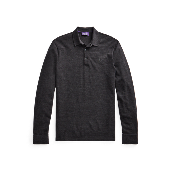 Polo &agrave; manches longues en laine piqu&eacute;e Purple Label en 1