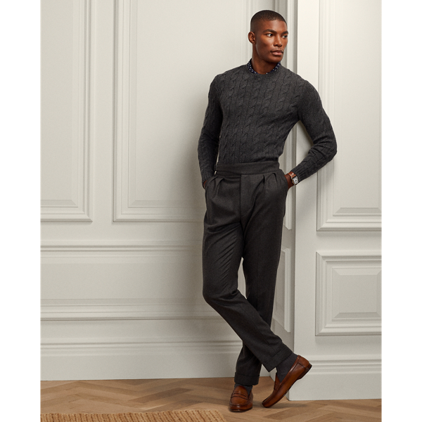 Dark Grey Melange Cable-Knit Cashmere Jumper Purple Label 4