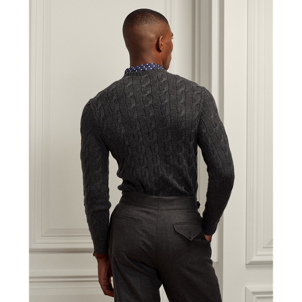 Dark Grey Melange Cable-Knit Cashmere Jumper Purple Label 5