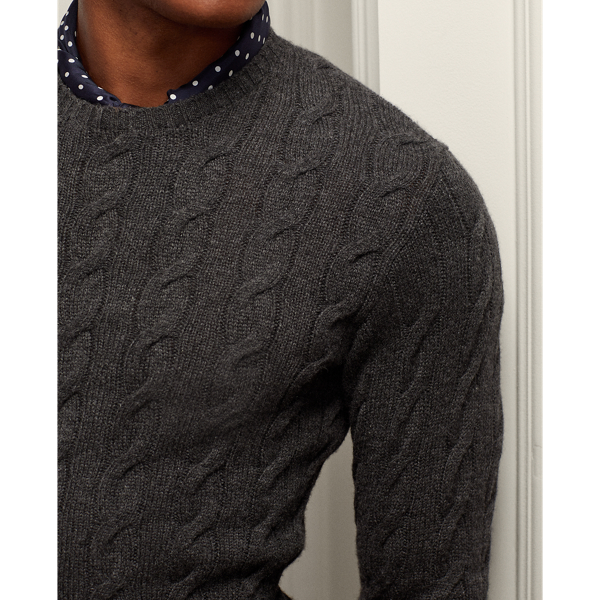 Dark Grey Melange Cable-Knit Cashmere Jumper Purple Label 6