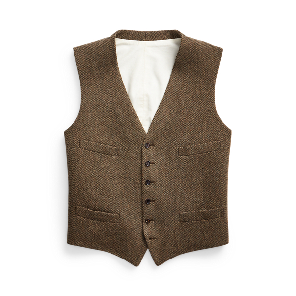Tick-Weave Wool Waistcoat Purple Label 1