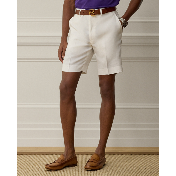 Optic White Gregory Tailored Linen Short Purple Label 4