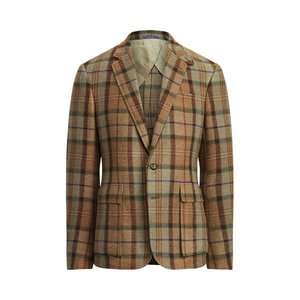 Kent Plaid Wool-Blend Blazer Purple Label 1