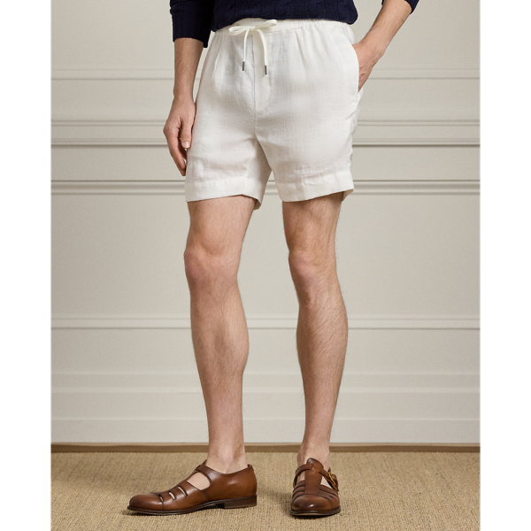 Optic White Hand-Tailored Linen Drawstring Short Purple Label 4