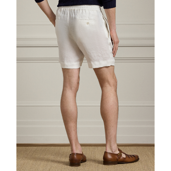 Optic White Hand-Tailored Linen Drawstring Short Purple Label 5