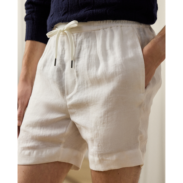 Optic White Hand-Tailored Linen Drawstring Short Purple Label 6