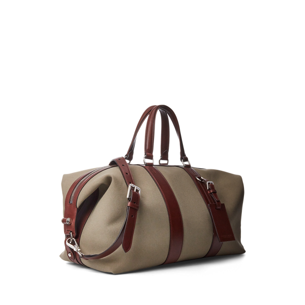 Tan Leather-Trim Canvas Duffel Purple Label 3