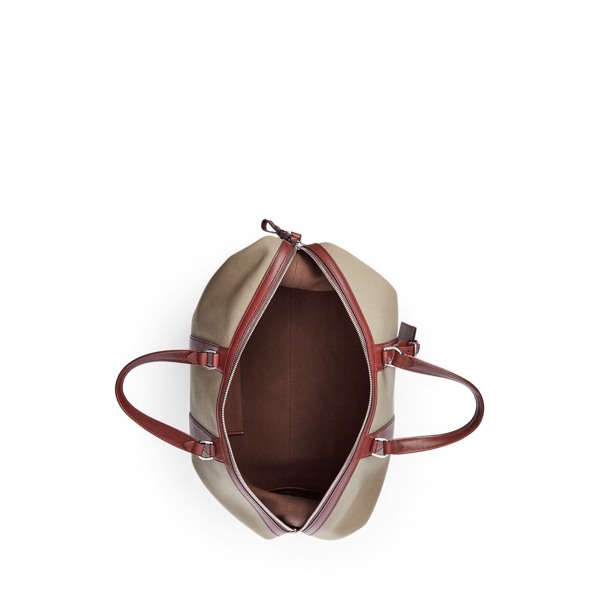 Tan Leather-Trim Canvas Duffel Purple Label 4