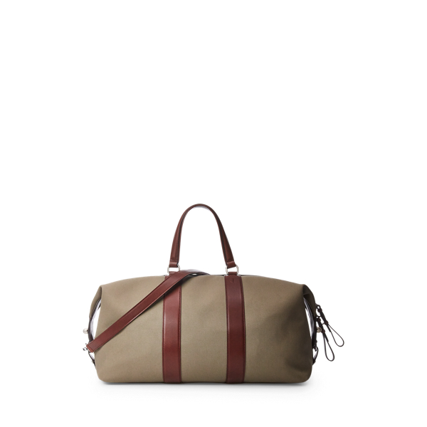 Tan Leather-Trim Canvas Duffel Purple Label 5