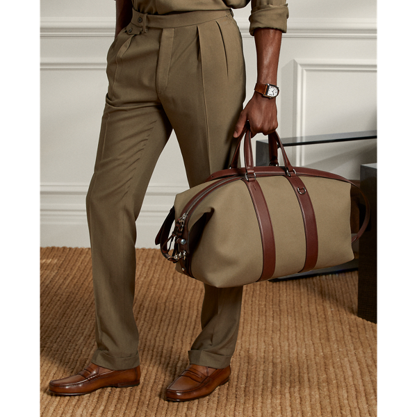 Tan Leather-Trim Canvas Duffel Purple Label 7