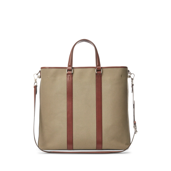 Tan Leather-Trim Canvas Tote Purple Label 4