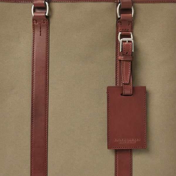 Tan Leather-Trim Canvas Tote Purple Label 6