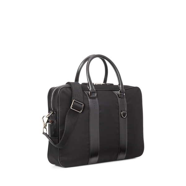 Black Leather-Trim Twill Briefcase Purple Label 3