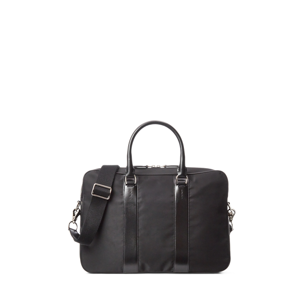 Black Leather-Trim Twill Briefcase Purple Label 5