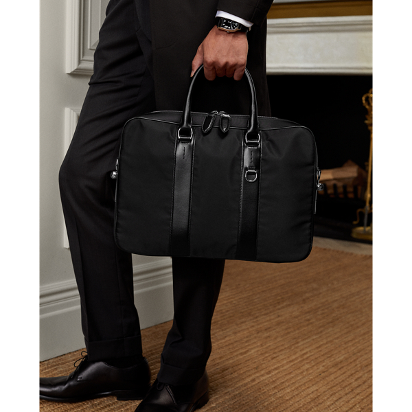 Black Leather-Trim Twill Briefcase Purple Label 7