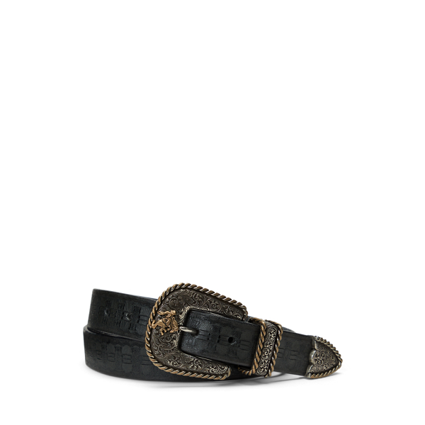 Leren westernriem met messing uiteinde Purple Label in 1