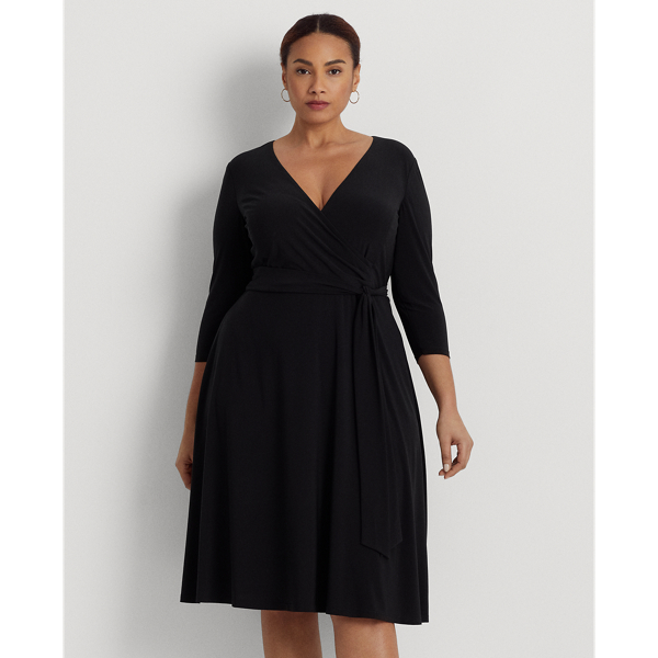 Black Surplice Jersey Dress Lauren Woman 4