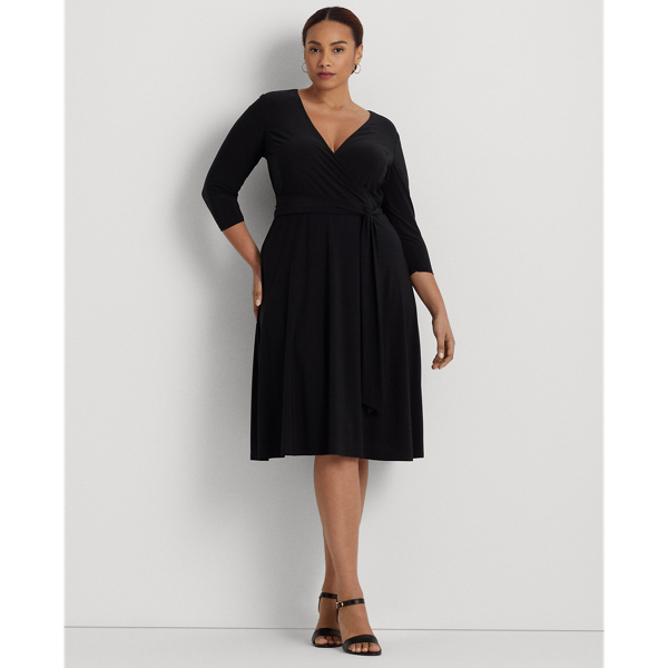 Black Surplice Jersey Dress Lauren Woman 1