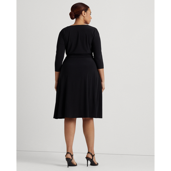 Black Surplice Jersey Dress Lauren Woman 5