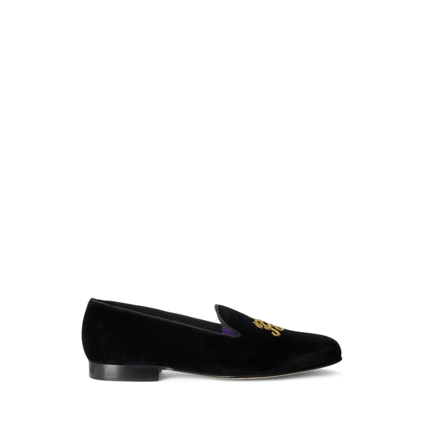 Samtslipper Alonzo mit Bouillonstickerei Purple Label in 1