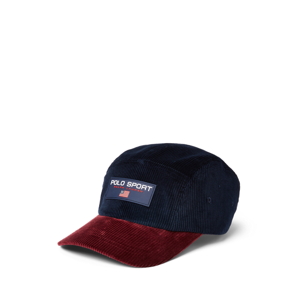 Casquette Polo Sport &agrave; cinq pans en velours c&ocirc;tel&eacute;